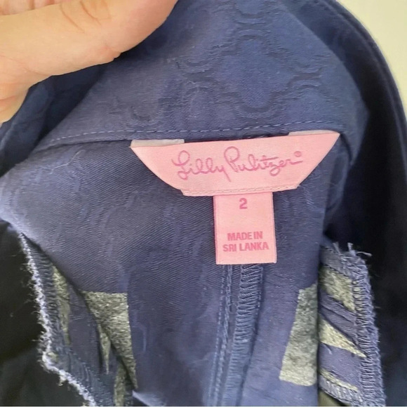 Lilly Pulitzer Womens Size 2 Navy Blue Ellie 4" Shorts Fringe Side Detail 26759 - Picture 10 of 15